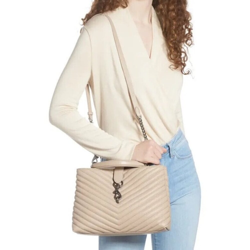 Rebecca Minkoff Edie Large Top Handle Satchel quilted leather